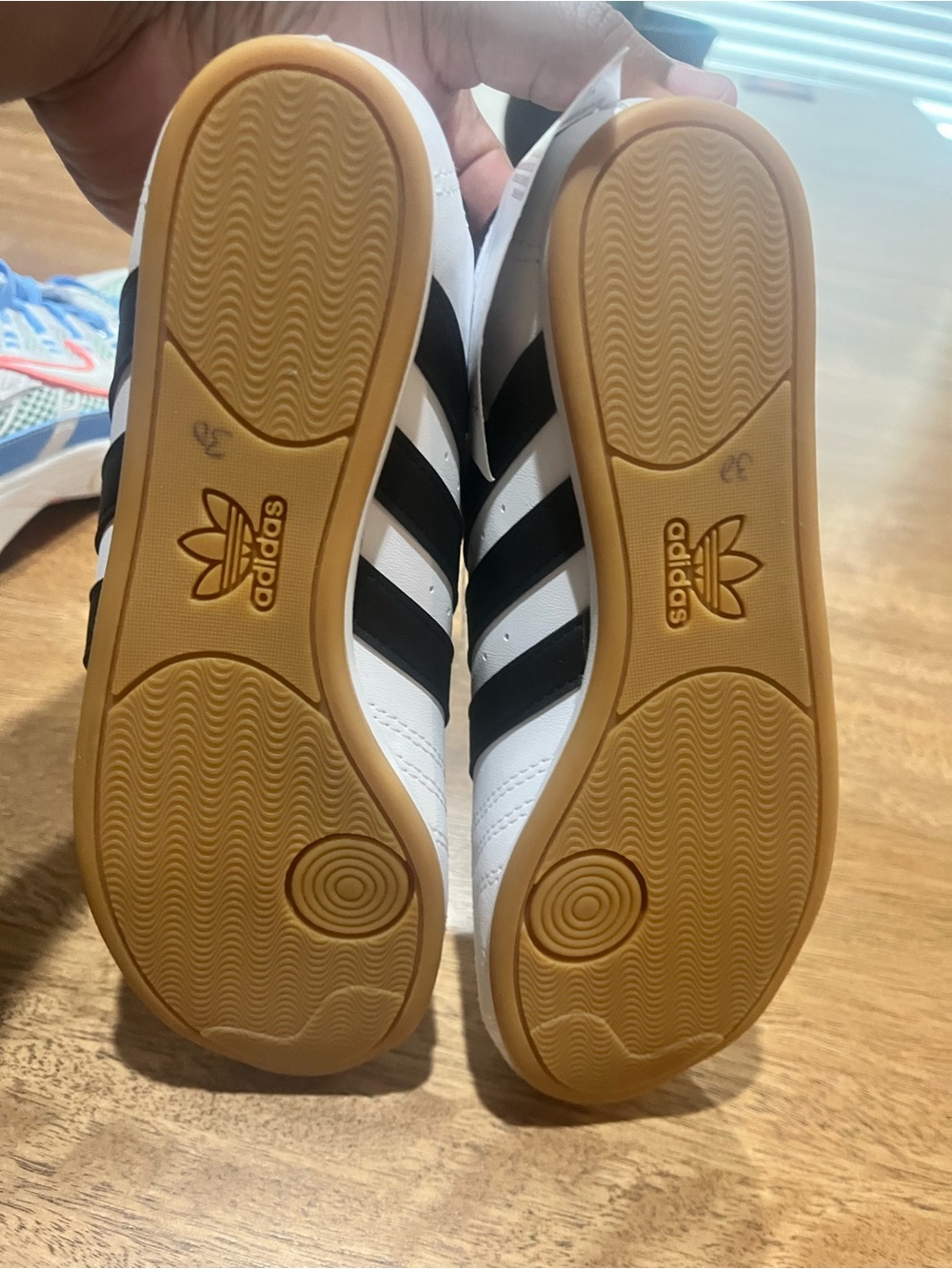 adidas Kids White and Black Classic Indoor Sneakers with Gum Sole